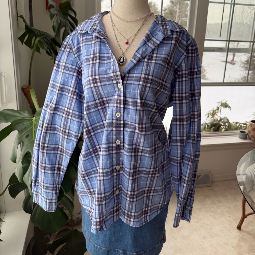 L.L. Bean Blue and Pink Plaid Shirt